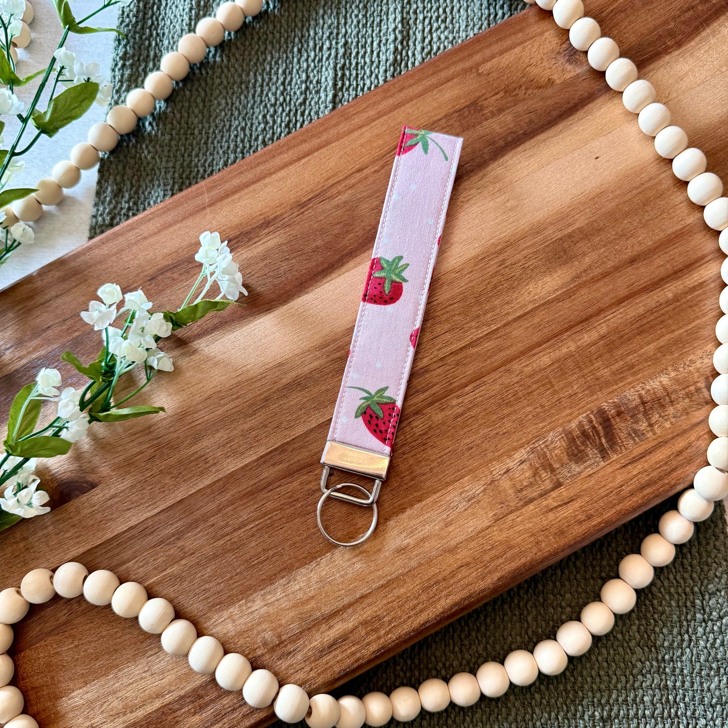 Strawberry Picnic Keychain Wristlet