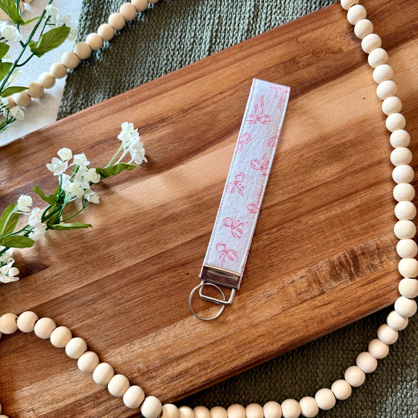 Sweet Red Ribbon Keychain Wristlet