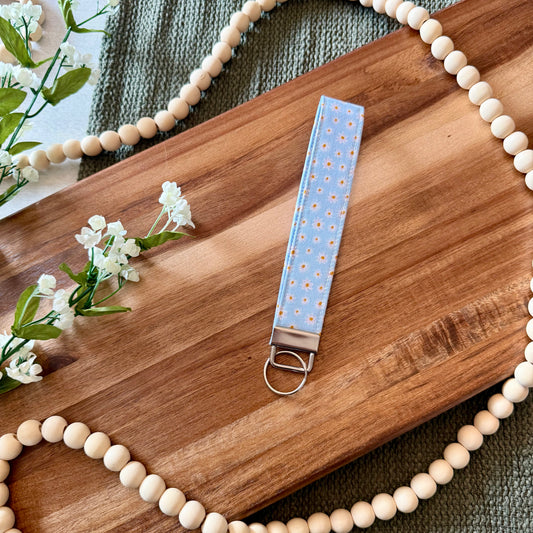 Blue Daisy Sky Keychain Wristlet
